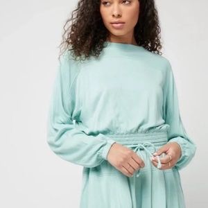 L*Space Day Tripper Pullover Long Sleeve French Terry Top Aqua Size S - NWT